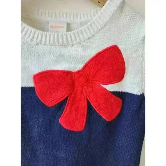 Gymboree Girl's Size 6 Blue and White Striped Dress with Red Bow - Picture 3 of 4